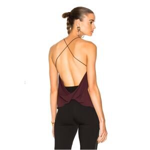DION LEE Velvet Silk Fine Line Cami Top in Wine // M